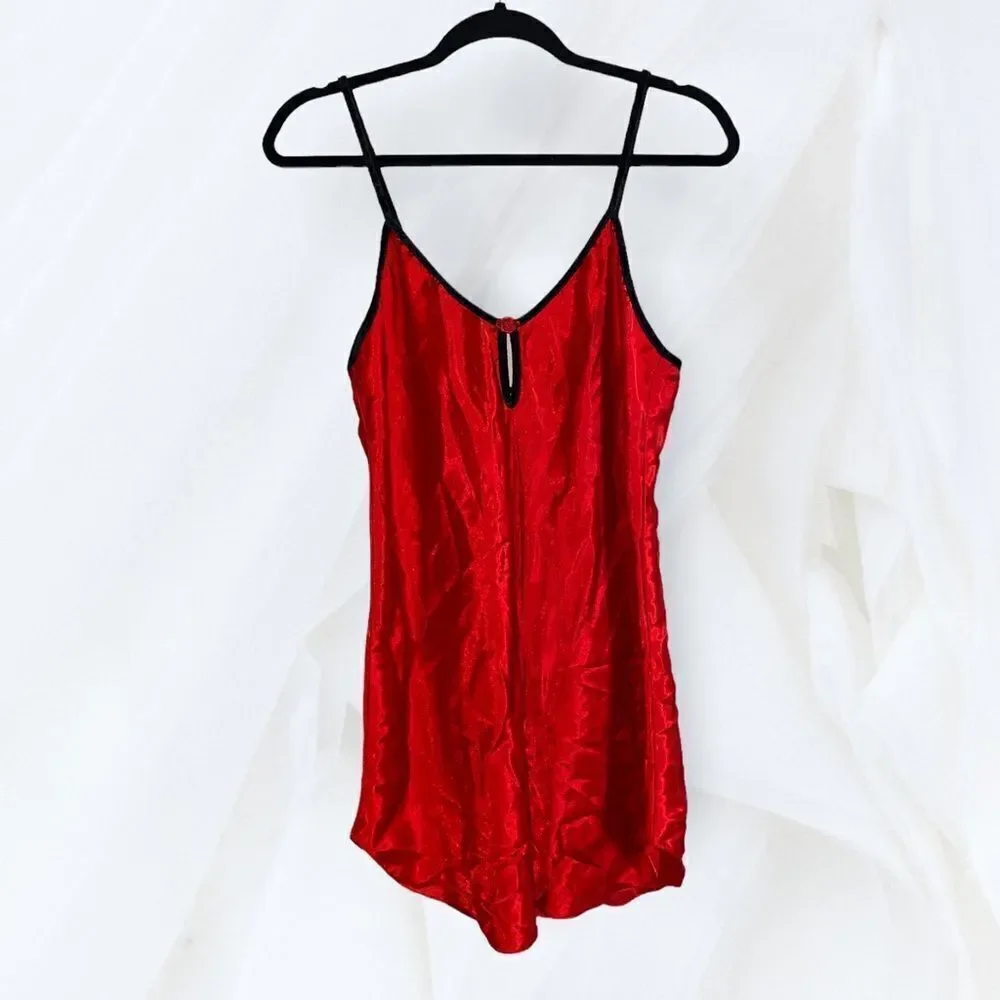 Vintage 80’s Red Satin Chemise by Romantic Moods - Picture 3 of 5